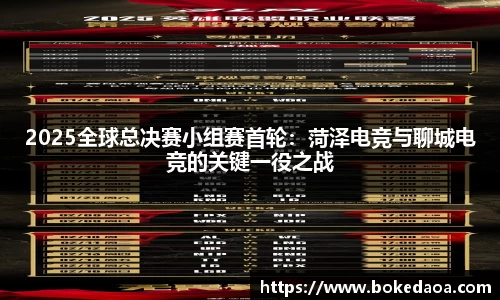 2025全球总决赛小组赛首轮：菏泽电竞与聊城电竞的关键一役之战